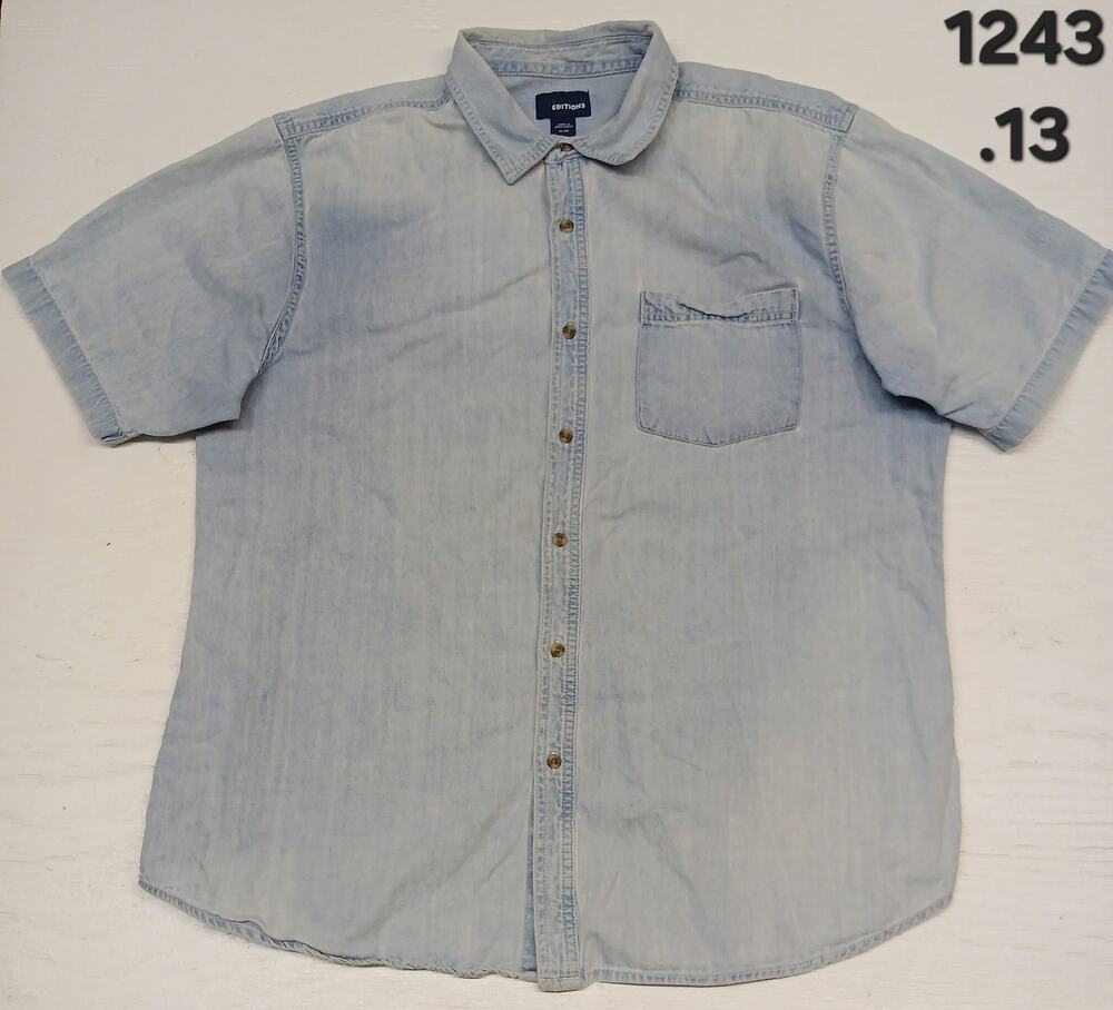 Basic Editions (XL) Button Collar Light Blue Denim Work Shirt